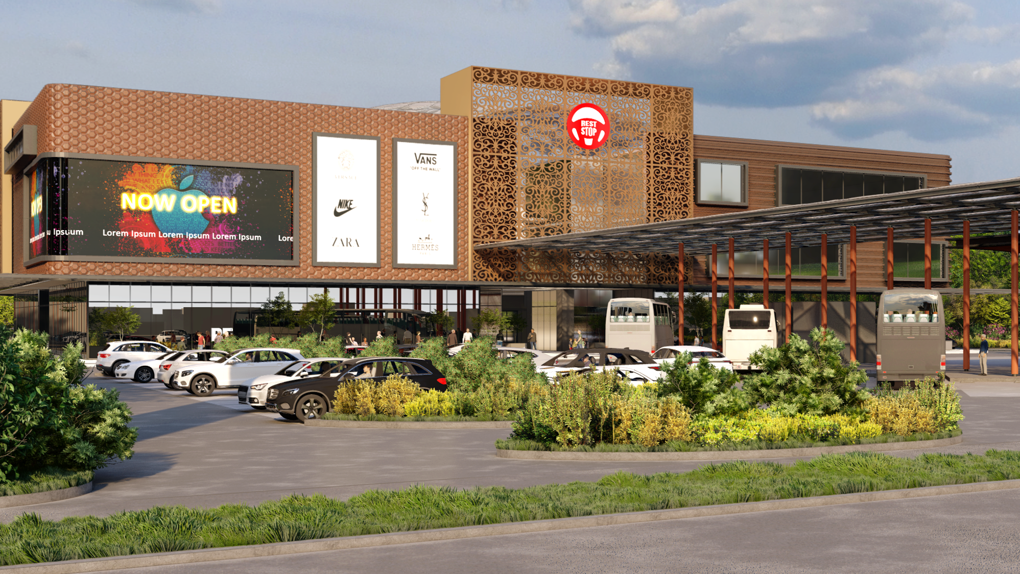 RestStop Interior - Comfortable seating and dining area